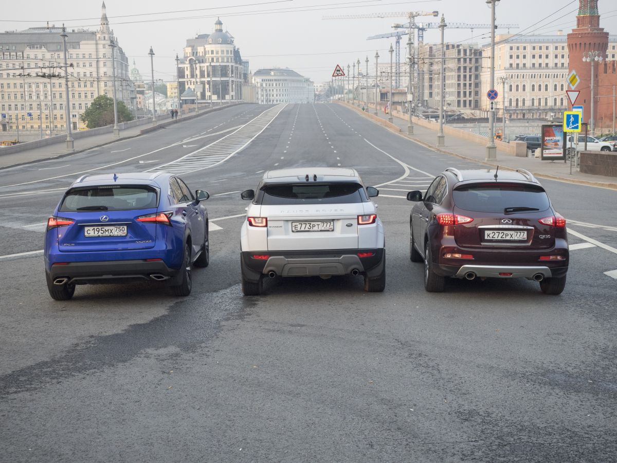 Сравнительный тест Range Rover Evoque, Lexus NX и Infiniti QX50