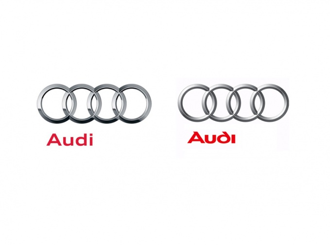 Новый (слева) и старый логотипы Audi